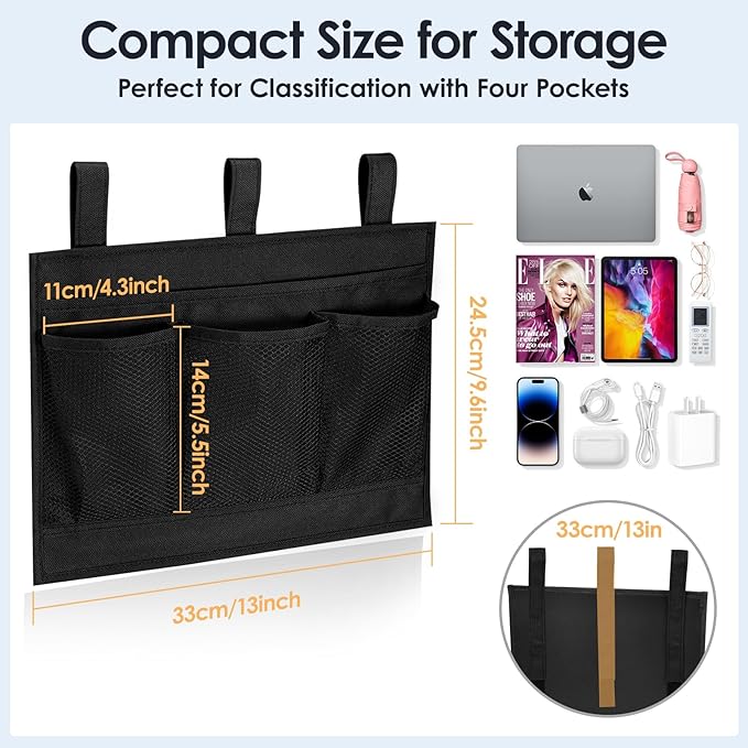 Bedside Caddy Storage Organizer, Hanging Storage Bag Pocket - Image 2