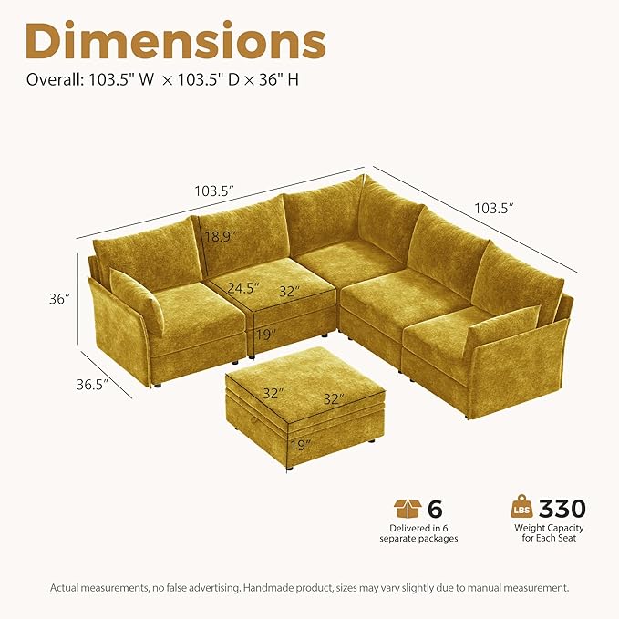ABCASA 103.5" Oversized Modular Sectional Sofa, L Shaped Convertible Couch - Image 2