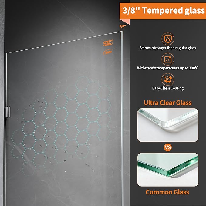 Shower Glass Panel, 28.5" W x 78.75" H Fixed Shower Screen Panel - Image 2