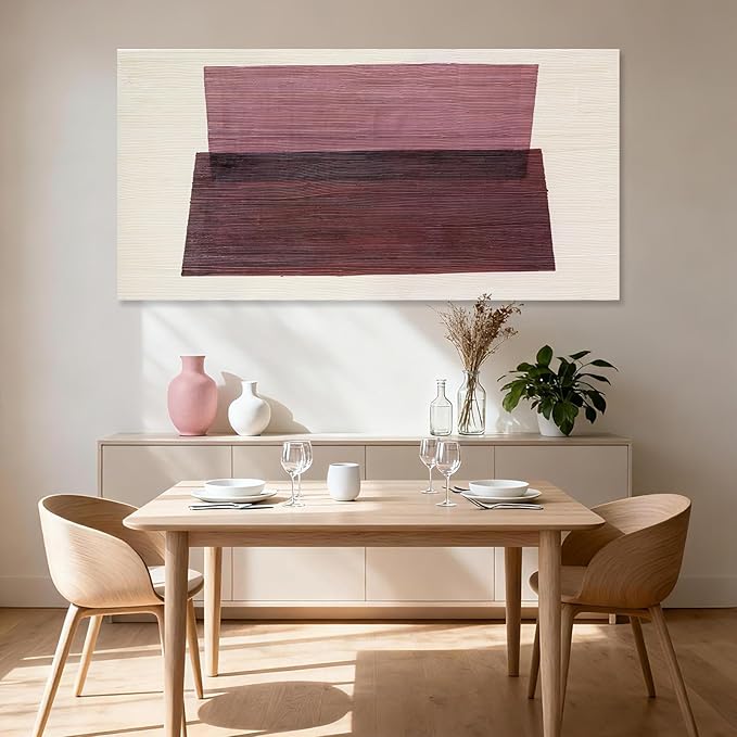 YETHEN WAL Burgundy Abstract Wall Decor Large Hand-Painted Textured Canvas Art - Image 2
