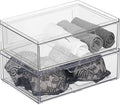 mDesign Plastic Wide Stackable Closet Storage Organizer Bin Containers by mDesign