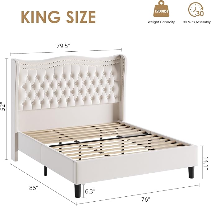 Upholstered King Size Bed Frame - Image 2