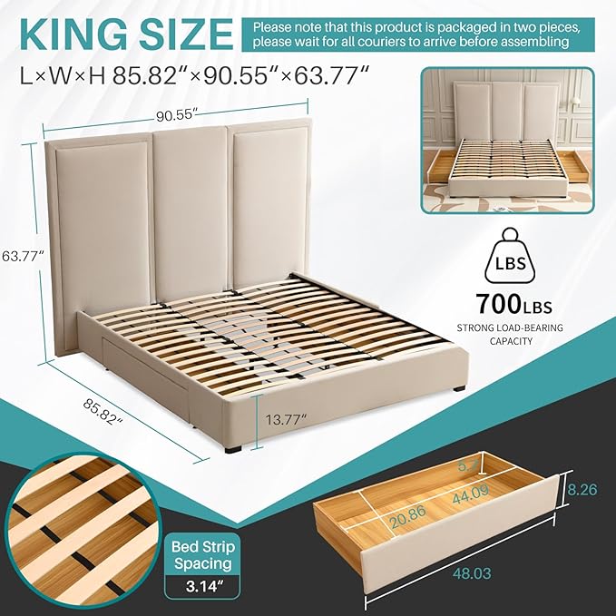 YUHUASHI King Size Bed Frame - Image 2