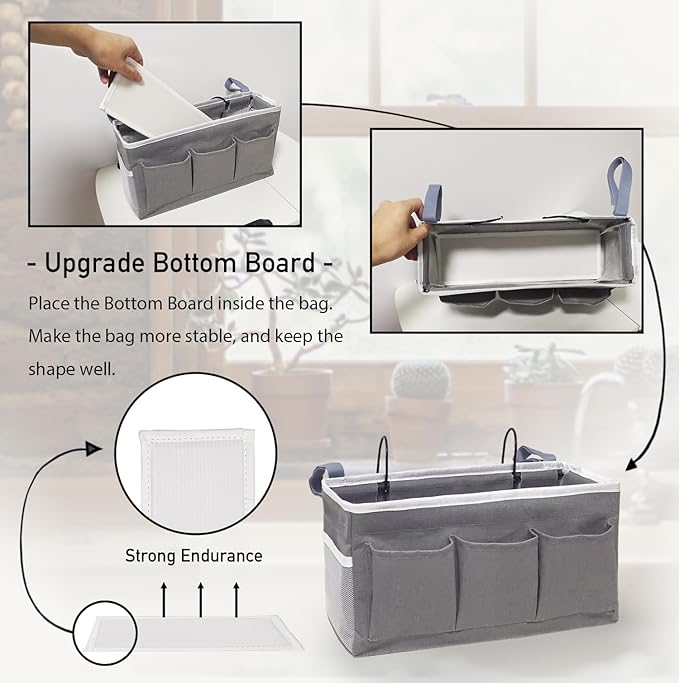 Kanrichu 3-Piece Bedside Caddy Storage Organizer - Image 3