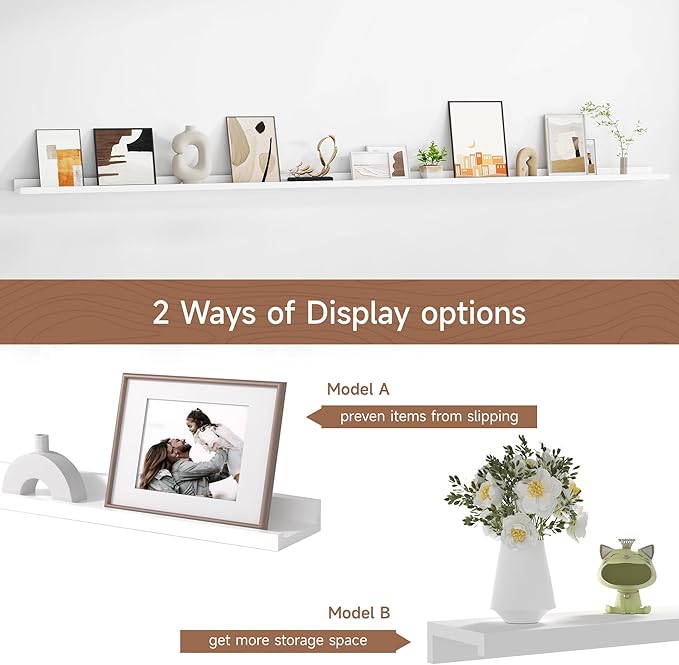 Floating Picture Ledge Shelves for Wall Set of 2, 95 Inches Picture Ledge Shelf - Image 6