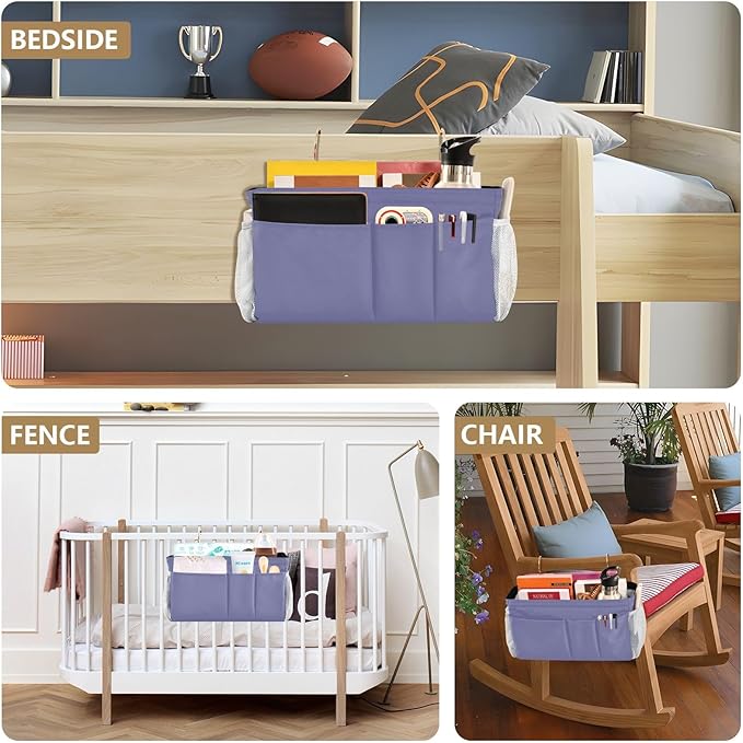 Purple Bedside Caddy Storage Bag Bedside Organizer - Image 8