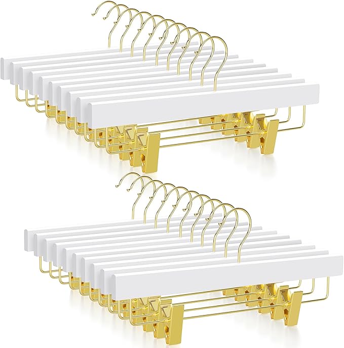 TOPIA HANGER White Wooden Pants Hangers by TOPIAHANGER