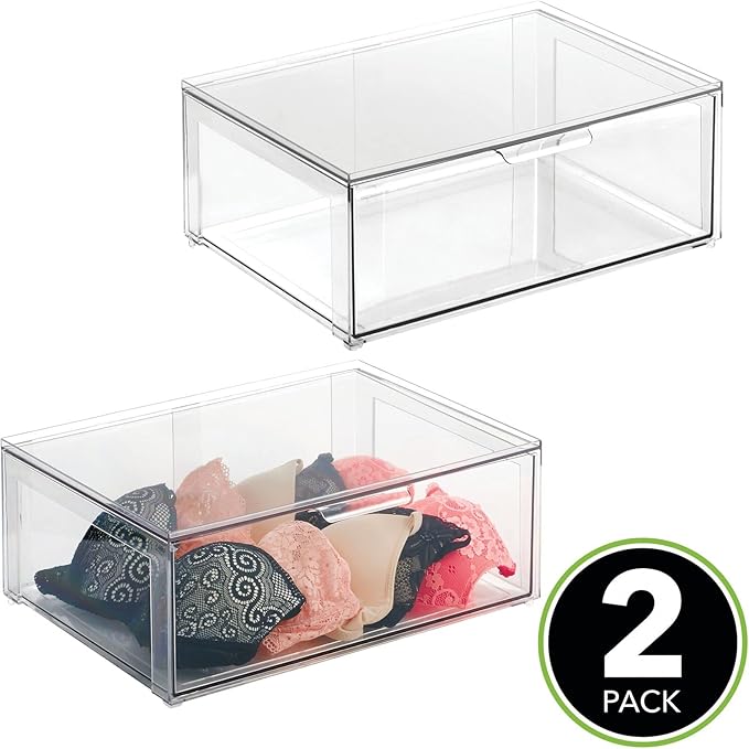 mDesign Plastic Stackable Closet Storage Organizer Bin Containers - Image 2