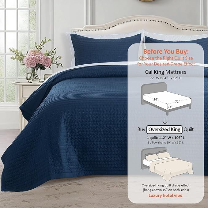 KASENTEX Oversized King Quilt Set 112"x106" – Soft Washed 3-Layer Lightweight - Image 3