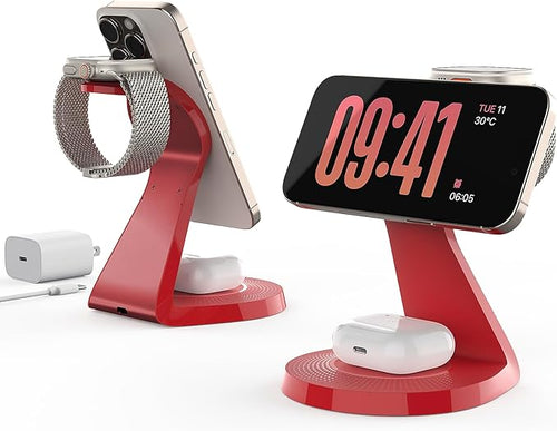 3 in 1 Charging Station for Apple Devices, Mag-Safe Charger Stand Fast Charging by LONGCONN