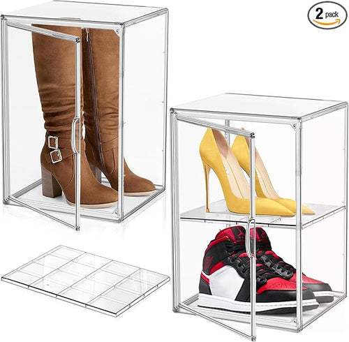 2 Pcs Shoe Display Case, XX-Large Tall Boot Storage Box Transparent Handbag by DAYOOH