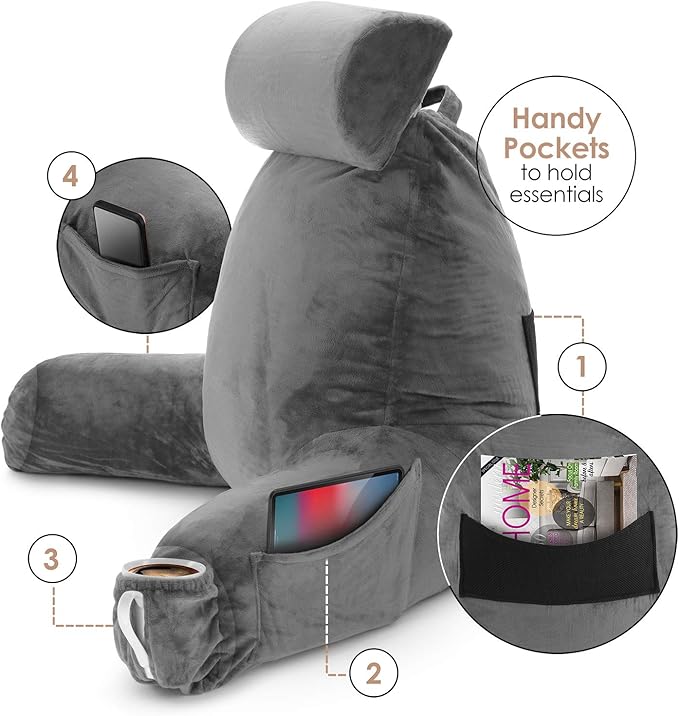 Nestl Reading Pillow with Shredded Memory Foam Includes 2 Neck and Lumber - Image 4