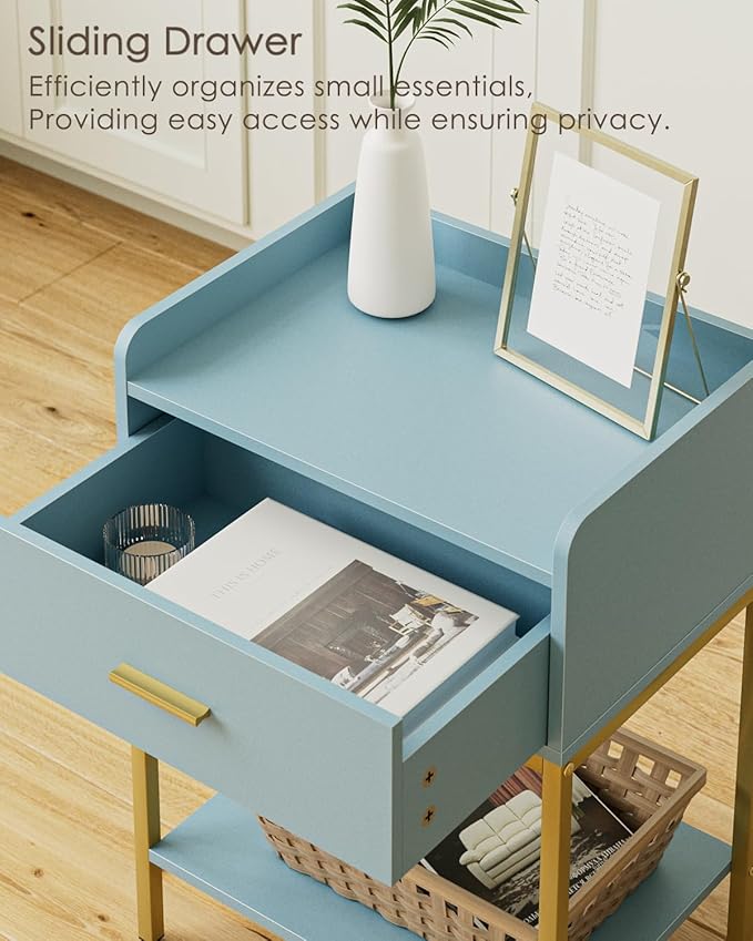 Masupu Nightstand, Bedside Table 3-Tier Modern Night Stand - Image 6