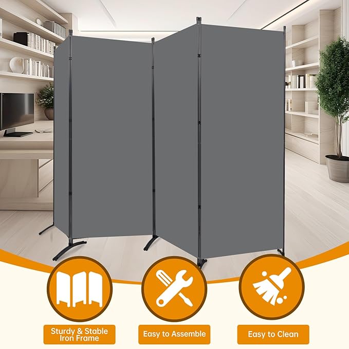 4 Panel Folding Privacy Screens, 6 FT Tall Wall Divider - Image 3