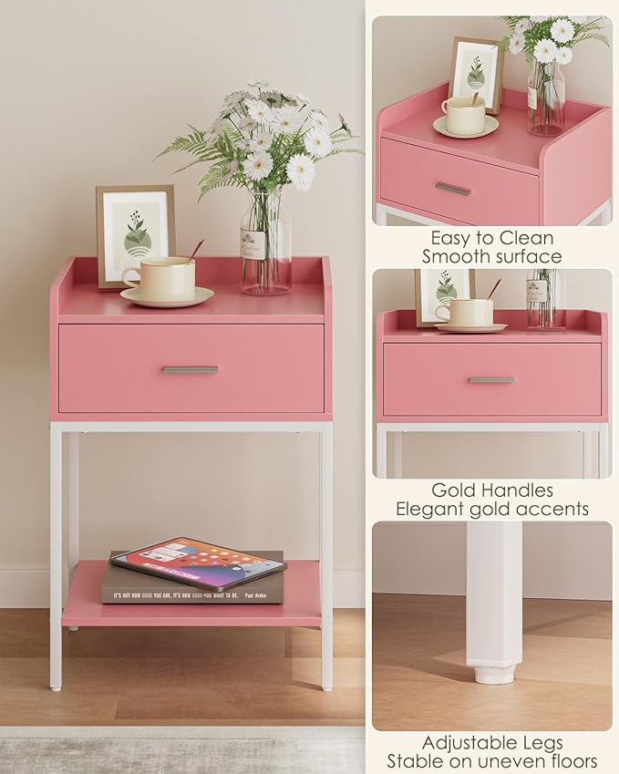 Masupu Nightstand, Bedside Table 3-Tier Modern Night Stand - Image 7