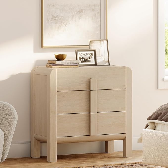 WAMPAT Modern 3 Drawer Nightstand, 31.5" Tall Nightstand - Image 9