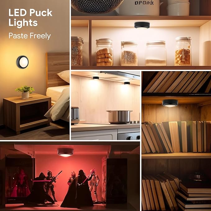 Yiliaw 12 Pack LED Puck Lights Remote Control 16 Color Changeable Under Cabinet - Image 7