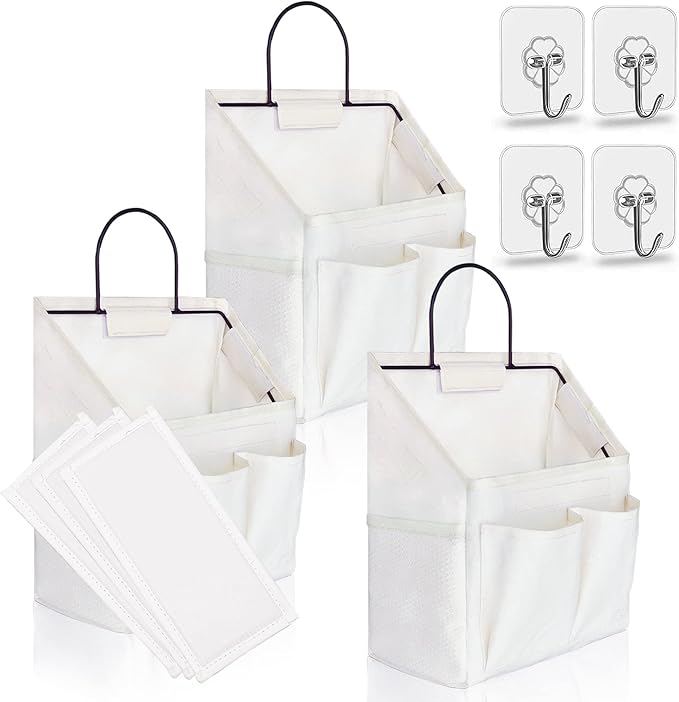 Kanrichu 3pcs Small Wall Hanging Organizer Bag, Linen Fabric Door Hanging by KANRICHU