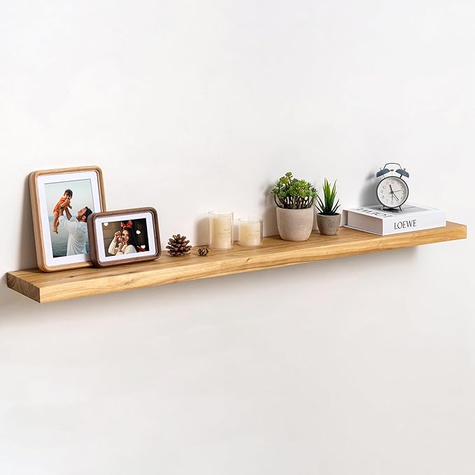 fuqing Floating Shelves for Wall, 48 inch Rustic Solid Elm Wood Floating Shelves by Fuqing