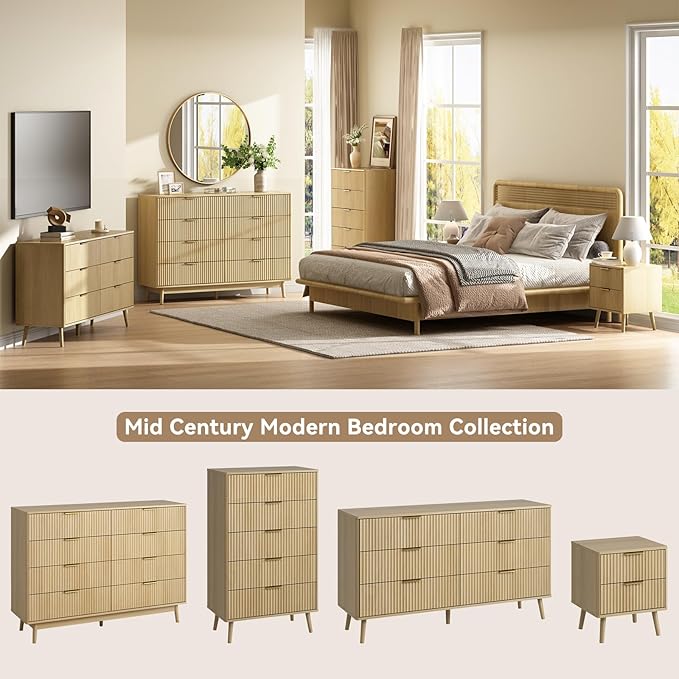 CARPETNAL Fluted 6 Drawer Dresser - Image 4