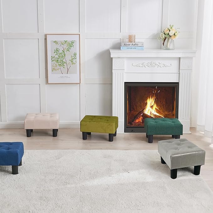 BRIAN & DANY Small Foot Stool, Leather Foot Stools - Image 7