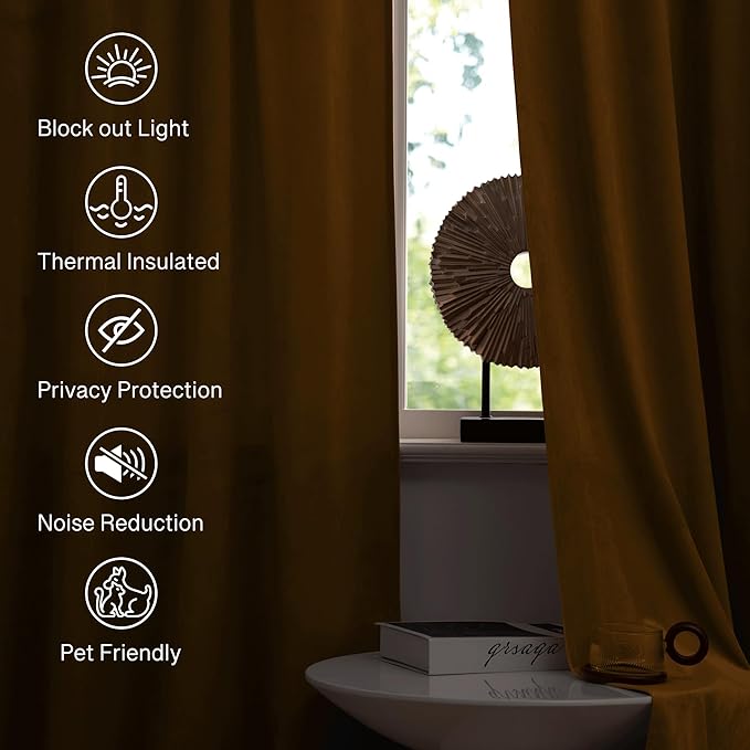StangH 108 inches Long Gold Brown Velvet Curtains - Image 6