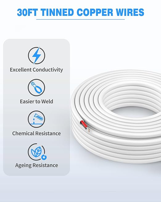 NAOVEO 18 Gauge Wire 2 Conductor Electrical Wire, 18 AWG Stranded PVC Tinned - Image 6