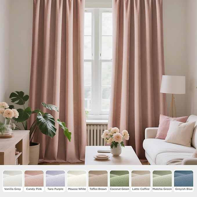 Joydeco Candy Pink Velvet Curtains 84 Inches 2 Panels, Luxury Thermal Insulated - Image 7