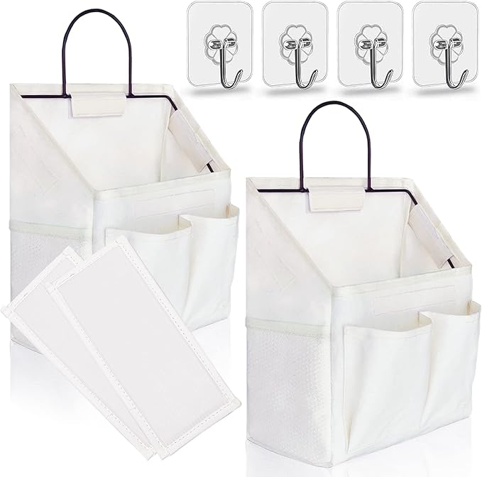 Kanrichu 2pcs Small Wall Hanging Organizer Bag, Linen Fabric Door Hanging by KANRICHU