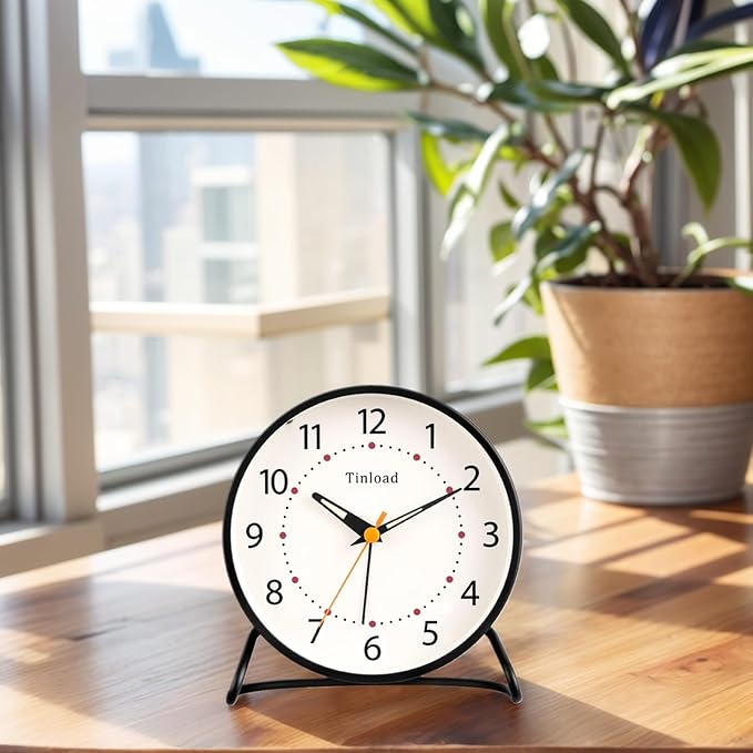 4.5" Antique Retro Analog Alarm Clock, Small Silent Desk Clock - Image 5