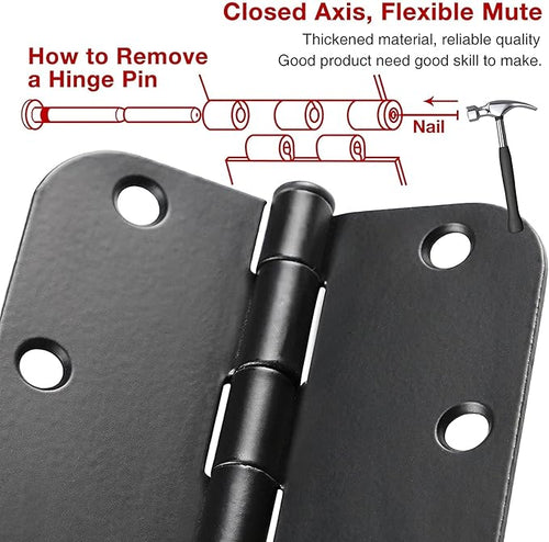 24 Pack Matte Black Door Hinges 3.5 x 3.5 Inch Interior 3 1/2 Inch Door Hinges - Image 2