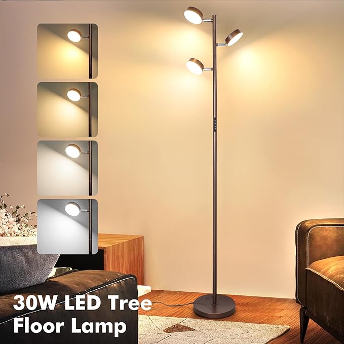 Dimmable LED Floor Lamp with Remote Modern Tall Standing Lamp with 3 Adjustable - Image 2