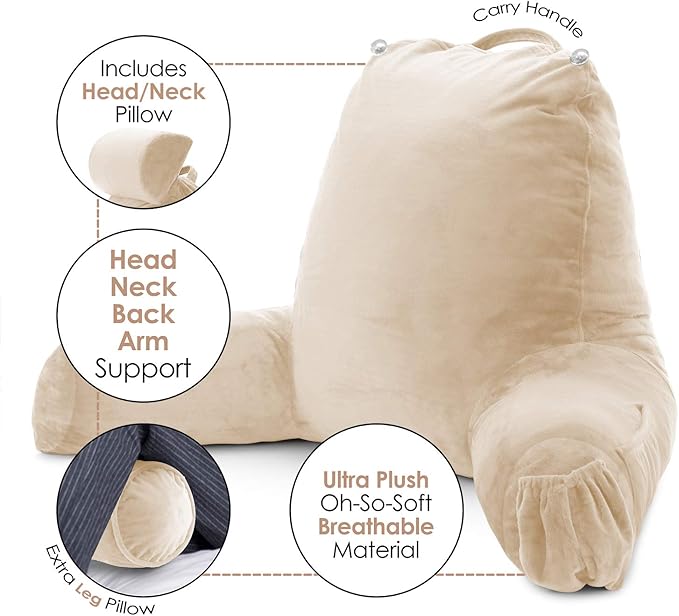 Nestl Reading Pillow with Shredded Memory Foam Includes 2 Neck and Lumber - Image 3