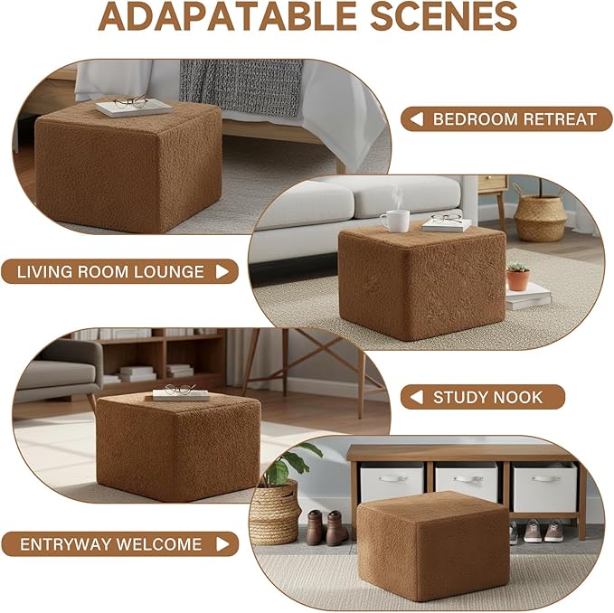 Tiita Pouf Ottoman and Foot Rest, Square Foam Stuffed Floor Pouf - Image 3