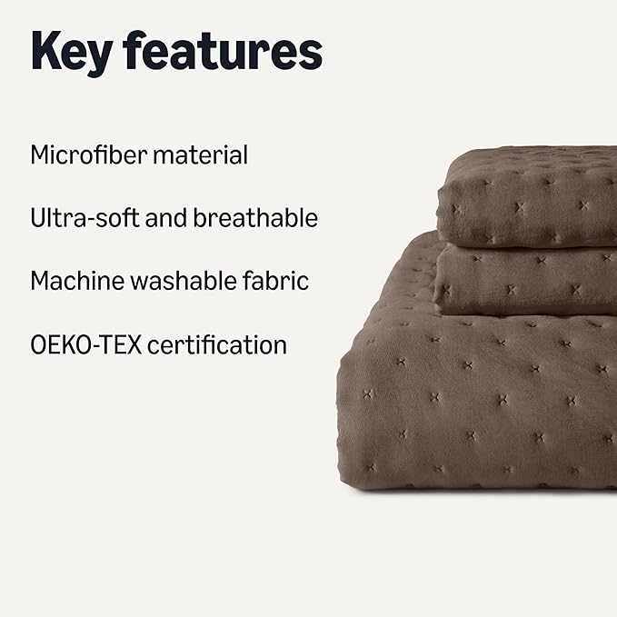 Amazon Basics Brushed Microfiber Quilt Set, Extra Soft - Image 2