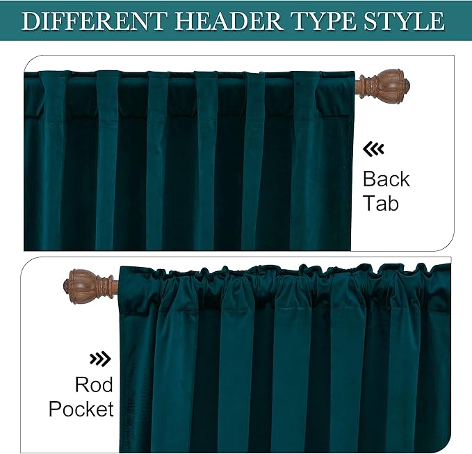 RYB Home Velvet Curtains 2 Panels Set - Image 3