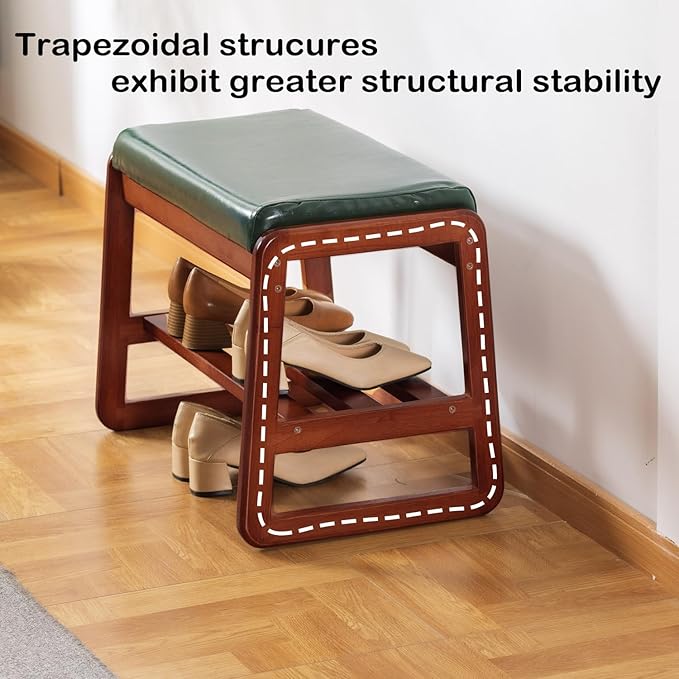 Shoe Rack Bench, Solid Wood Entryway Bench - Image 4
