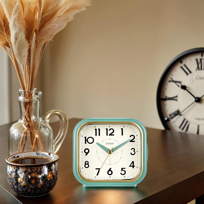 4.3" Retro Analog Alarm Clock • Silent Non Ticking • Gentle Wake • Beep Sounds - Image 2