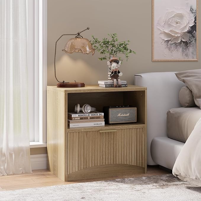 Fluted Nightstand Set of 2, MCM Mid Century Modern Bedside Tables - Image 5