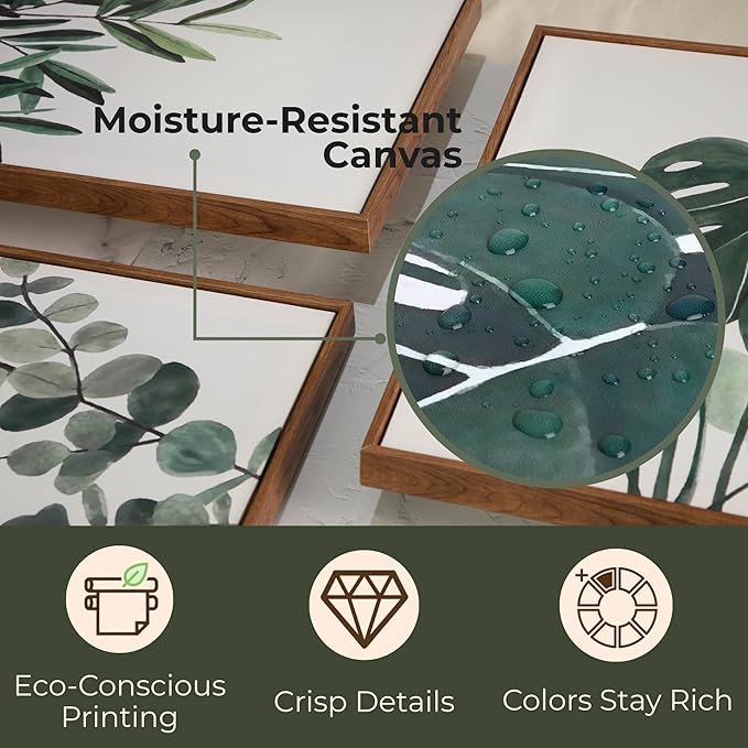 Sage Green Boho Framed Wall Art, Neutral Botanical Canvas Prints, Eucalyptus & - Image 6