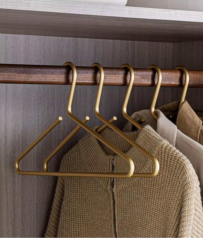 Premium Matte Gold Aluminum Coat Hangers 10 Piece Set, 16.5” Extra Smooth & by WONQEXZ