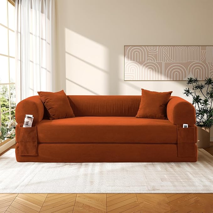 Convertible Sleeper Sofa Bed, Corduroy Pull Out Couch - Image 2