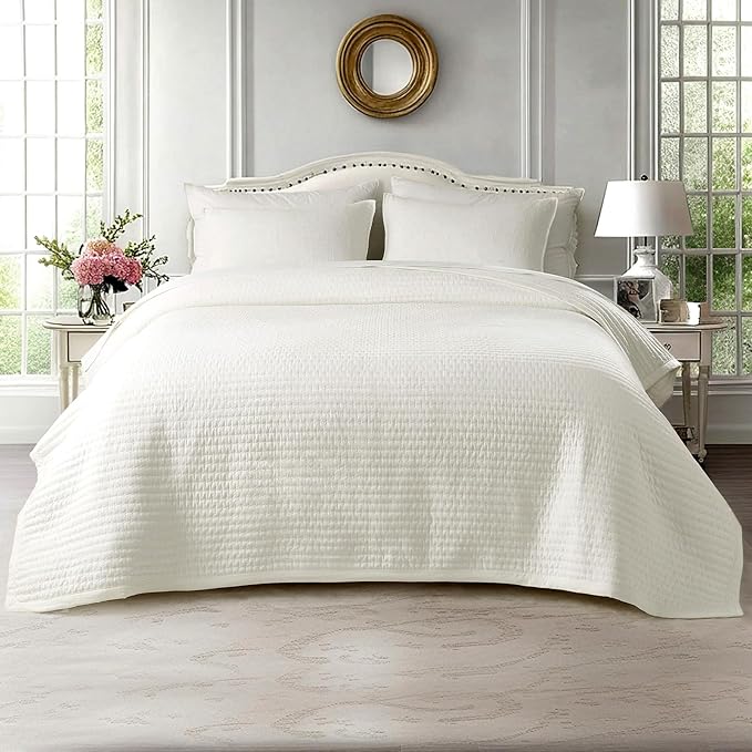 KASENTEX King XL Quilt Set 108"x98" – Soft Washed 3-Layer Lightweight Bedspread by KASENTEX