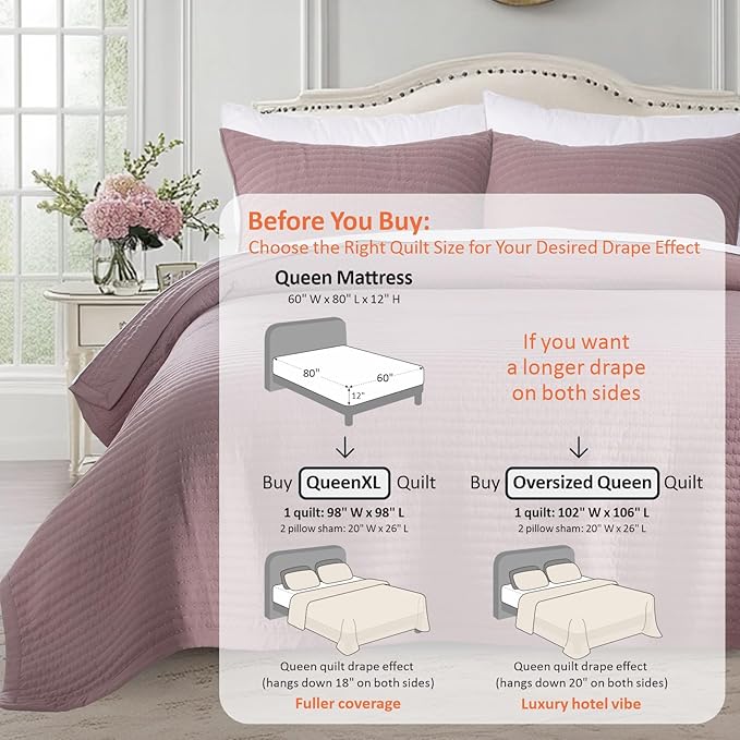 KASENTEX Queen XL Quilt Set 98"x98" – Soft Washed 3-Layer Lightweight Bedspread - Image 3
