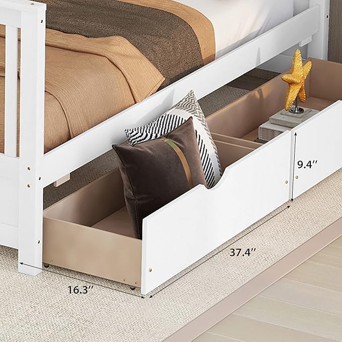 Merax Wood Bunk Bed with Drawers, Convertible Wood Bunk Bed with Ladders and - Image 6