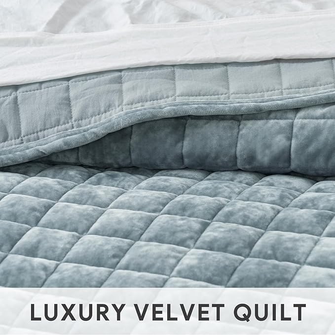 RECYCO Luxury Velvet Quilt Set King Size Bedding Sets, Ultra Soft Velvet - Image 5