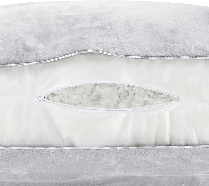 Husband Pillow Light Grey, Original Reading Pillow in Bed Rest Chair, Shredded - Image 9