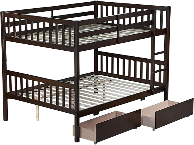 Full Over Full Bunk Bed with Storage Drawers, Convertible Bunk Beds with Ladder - Image 5