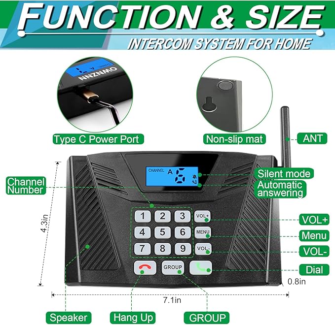 SANZUCO Intercoms Wireless for Home, Upgraded 5300ft Intercom 9 Channel 2 Code - Image 7