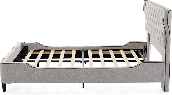 Christopher Knight Home Salus Linen Upholstered Queen Size Bed Frame - Image 9